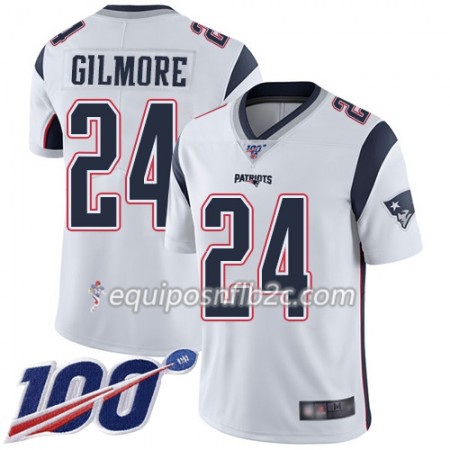 Camiseta Hombre NFL New England Patriots Stephon Gilmore 24 Nike Blanco 100th